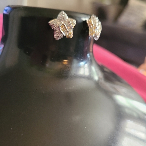 Star sterling silver and topaz earribgs - Picture 3 of 3